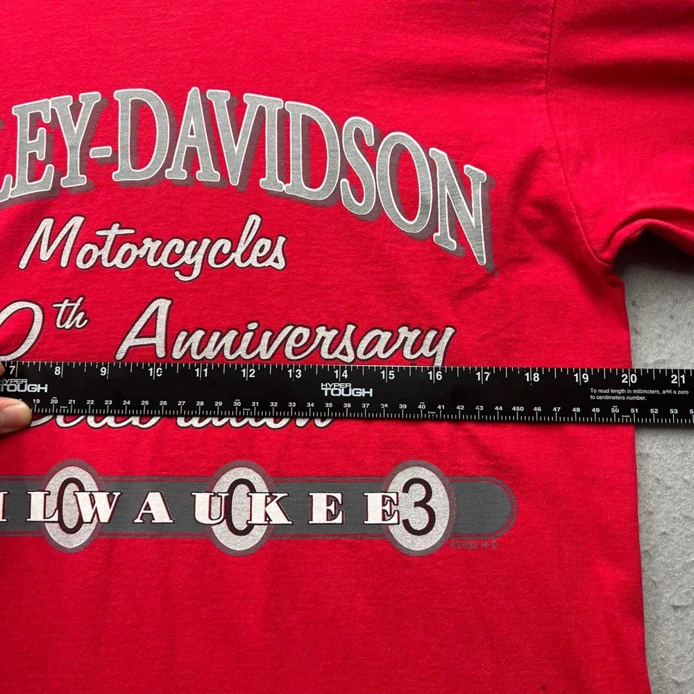 Harley Davidson 100th Anniversary Milwaukee Long Sleeve Shirt Red Mens Medium